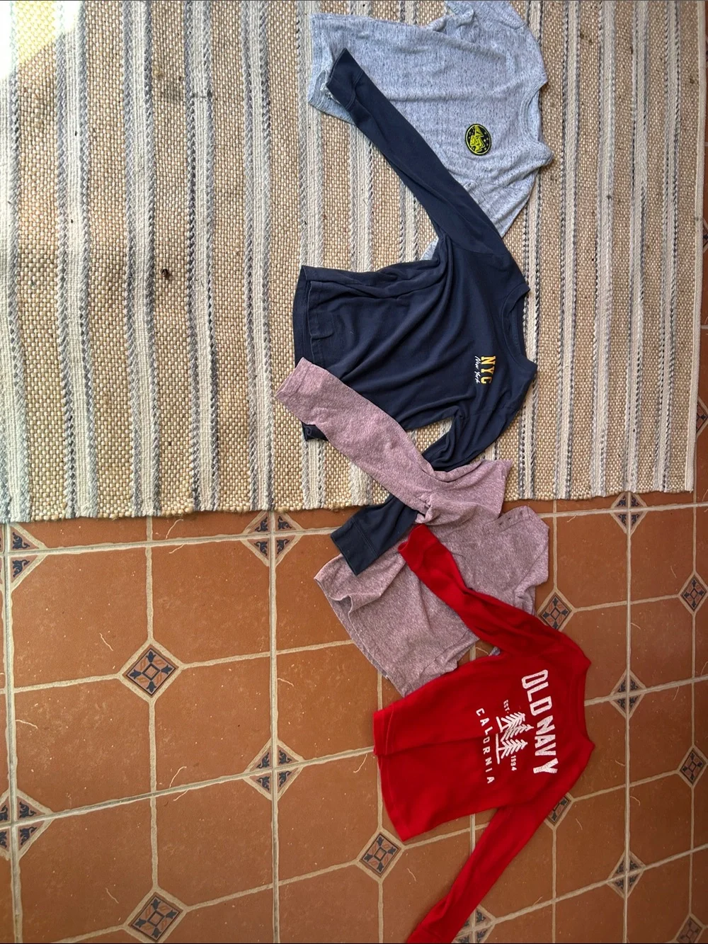 Old Navy Red Logo Long Sleeve Tee with Navy and Heather Mix Tops